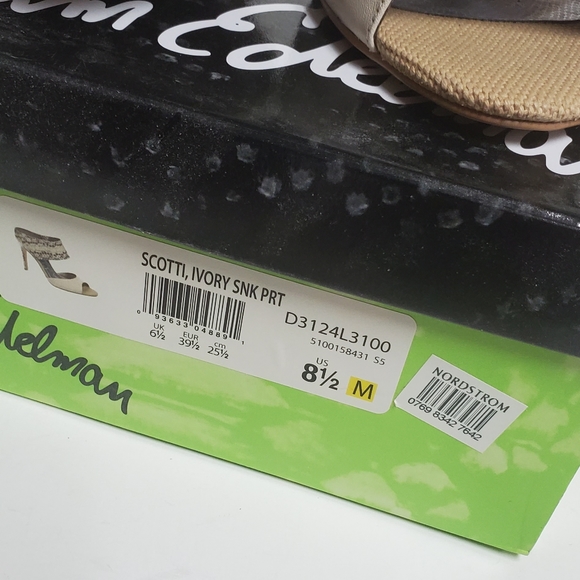 Sam Edelman Scotti Ivory Leather Snake Skin Sandals 8.5" - Picture 12 of 12